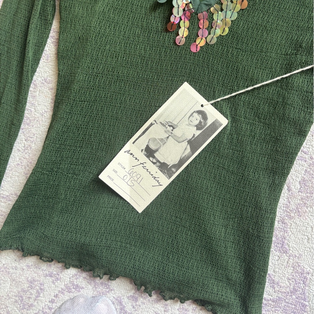 NWT Ann Ferriday mesh sequin top - Picture 3 of 4